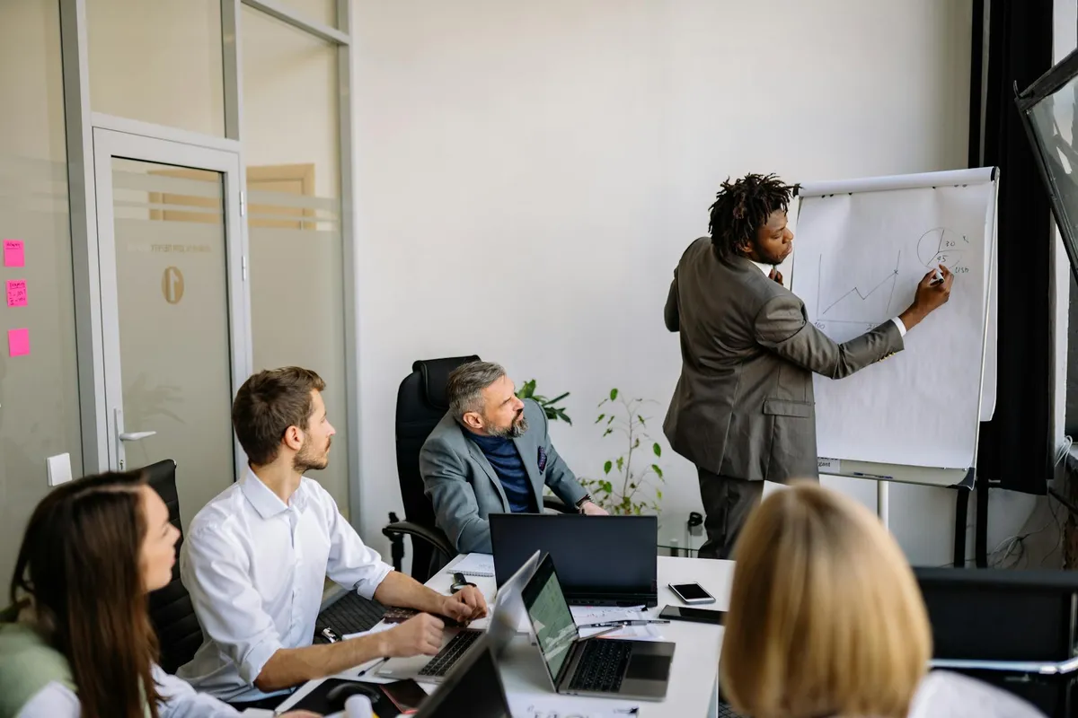A strategic planning meeting in a corporate setting